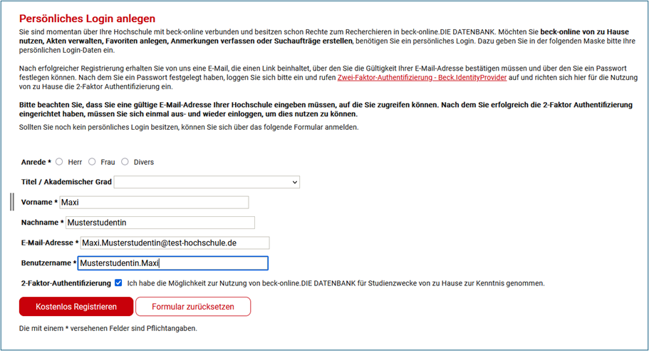 Zugangsverfahren 2Fa Nutzerdaten Eingeben